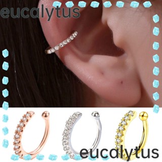 Eucalytus1 ต่างหูสตั๊ด ประดับเพชร เพทาย สีเงิน สําหรับผู้หญิง 2 ชิ้น