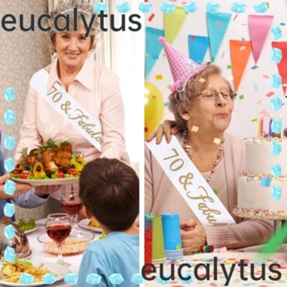 Eucalytus1 มงกุฎคริสตัล สีเงิน 70th Birthday Sash สําหรับผู้หญิง