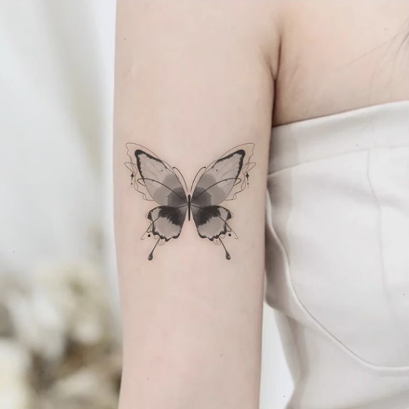 We Flower สติกเกอร์รอยสักชั่วคราว ลายผีเสื้อ สีดํา กันน้ํา สําหรับติดตกแต่งร่างกาย คอ แขน ขา DIY 10 ชิ้น ราคา ถูกที่สุด ดีลบีเคเค แกลเลอรีภาพที่ 6