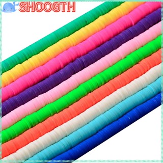 Shoogth ลูกปัดดินโพลิเมอร์ ทรงกลมแบน 6 มม. 10 สี สําหรับทําเครื่องประดับ สร้อยข้อมือ DIY