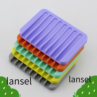 Lansel 2 ชิ้น ชั้นวางสบู่ อุปกรณ์กันลื่น ซิลิโคนนุ่ม ที่วางจาน