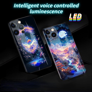 Mg เคสโทรศัพท์มือถือแบบแก้ว มีไฟกระพริบ LED ลายภูมิทัศน์ สําหรับ Huawei P30pro nova9pro honor50pro nova10pro P40pro+ nova8pro mate30Epro nova7pro P40lite P50proplus mate40E 30pro