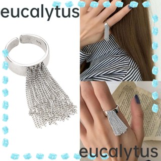 Eucalytus1 แหวนโซ่ ประดับพู่ หลายชั้น สไตล์พังก์ วินเทจ ฮิปฮอป ปรับได้ เครื่องประดับ สําหรับผู้หญิง