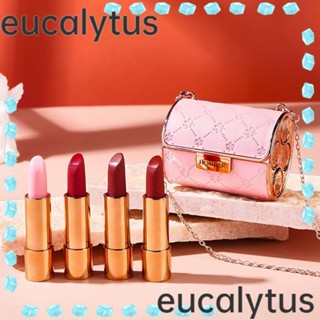 Eucalytus1 ชุดลิปสติก ลิปกลอส เนื้อกํามะหยี่ กันน้ํา พร้อมกระเป๋าโซ่ สําหรับผู้หญิง 5 ชิ้น