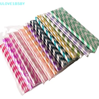 Ulove1bsby หลอดกระดาษลายทาง ย่อยสลายได้ สีชมพู สําหรับตกแต่ง 25 ชิ้น ต่อชุด