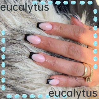 Eucalytus1 เล็บปลอม ถอดออกได้ DIY สไตล์ฝรั่งเศส 24 ชิ้น