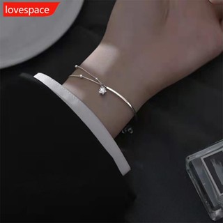 Lovespace สร้อยข้อมือ จี้รูปดาว แบบครึ่งวงกลม สองชั้น เครื่องประดับแฟชั่น H1M7