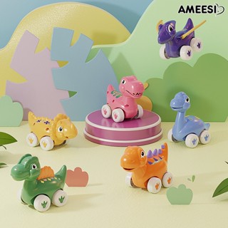 Ameesi โมเดลรถยนต์ รูปไดโนเสาร์น่ารัก ของเล่นเสริมการเรียนรู้เด็ก 6 ชิ้น ต่อชุด