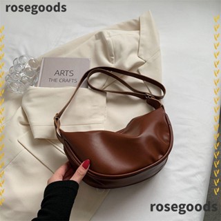 Rosegoods1 กระเป๋าคาดอกลําลอง หนัง PU ทรงคลัทช์ น้ําหนักเบา จุของได้เยอะ สีพื้น แฟชั่นสําหรับสตรี