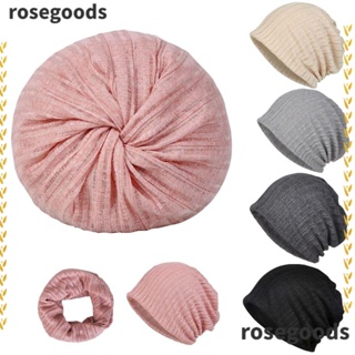 Rosegoods1 หมวกผ้าฝ้ายนิ่ม ยืดหยุ่น ระบายอากาศ ลายทาง แฟชั่นฤดูใบไม้ผลิ ฤดูร้อน สําหรับผู้หญิง