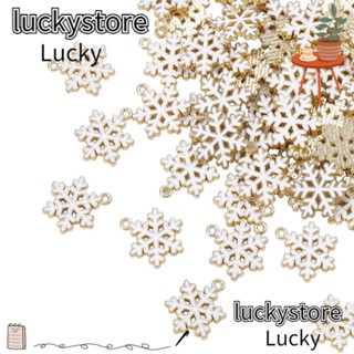 Lucky จี้เกล็ดหิมะ อัลลอย สีขาว 24*19 มม. 100 ชิ้น สําหรับต่างหู สร้อยข้อมือ