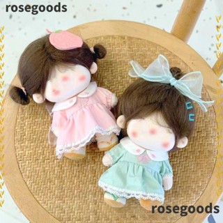 Rosegoods1 ชุดเดรสลูกไม้ กางเกงผ้าฝ้าย 10 ซม. 20 ซม. สีชมพู สีฟ้า แบบเปลี่ยน สําหรับตุ๊กตา