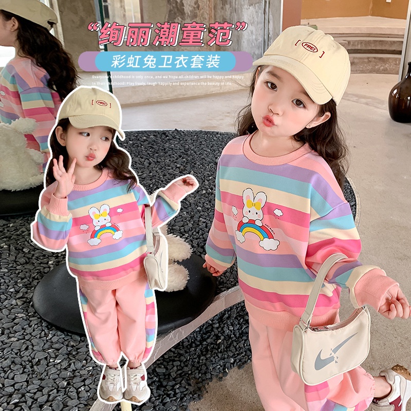 [ML] 90-140 ซม. ฤดูใบไม้ผลิ ฤดูใบไม้ร่วง ใหม่ สไตล์เกาหลี เวอร์ชั่นแฟชั่น เด็กผู้หญิง เสื้อกันหนาวสูท สาวน้อย แฟชั่น หวาน ลําลอง สองชิ้น ชุด