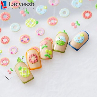 Lacyeszb สติกเกอร์ติดเล็บ ลายการ์ตูนเชอร์รี่ ดาวเคราะห์ นักบินอวกาศ จรวด DIY สําหรับตกแต่งเล็บ