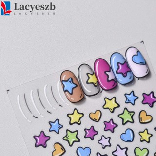 Lacyeszb สติกเกอร์ติดเล็บ ลายการ์ตูนกระต่าย หมี ดอกไม้ หัวใจ น่ารัก DIY อุปกรณ์เสริม สําหรับร้านเสริมสวย