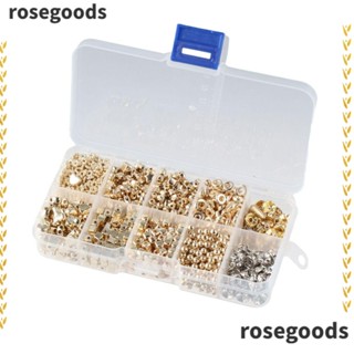 Rosegoods1 ชุดลูกปัดสเปเซอร์ ทรงกลม แบน สําหรับทําเครื่องประดับ ต่างหู สร้อยข้อมือ 1240 ชิ้น