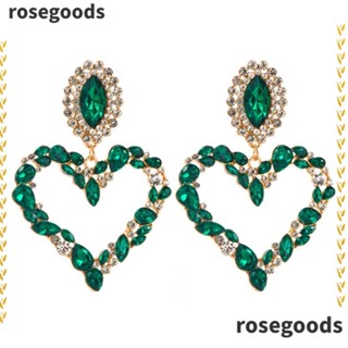 Rosegoods1 ต่างหูคริสตัล รูปหัวใจ ประดับพลอยเทียม หลากสี สไตล์โบฮีเมียน