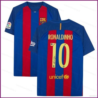 เสื้อยืดแขนสั้น ลายทีมชาติฟุตบอล NP2 Barcelona Jersey Ronaldinho ชุดเหย้า สไตล์เรโทร สําหรับทุกเพศ PN2