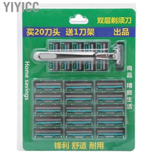 Yiyicc Safety Razor  Double‑Layer Trimmer Men s Manual Stainless Steel with 20 Blades for Travel Salon Home