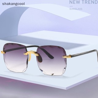 Shakangcool UV400 แว่นตากันแดด ไร้ขอบ ทรงสี่เหลี่ยม ไล่โทนสี ไร้กรอบ ฤดูร้อน สไตล์วินเทจ สําหรับผู้หญิง SGL