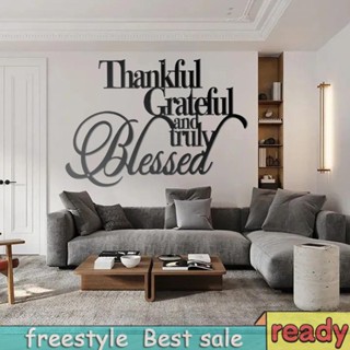 [freestyle01.th] แผ่นโลหะ ลาย Thankful Grateful Truly Blessed สําหรับตกแต่งผนังห้องนอน ห้องนั่งเล่น