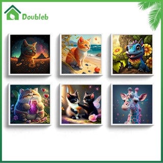 【Doub X ✮】ภาพวาดปักเพชร ทรงกลม ลายสัตว์ 5D DIY สําหรับตกแต่งบ้าน ✅ ✮