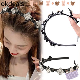 Okdeals กิ๊บติดผม กิ๊บติดผม แบบถัก ประดับพลอยเทียม ของขวัญ สําหรับผู้หญิง