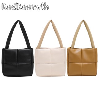 Redkeev™ กระเป๋าถือ ผ้าฝ้าย PU ลายตารางหมากรุก สีพื้น สําหรับผู้หญิง