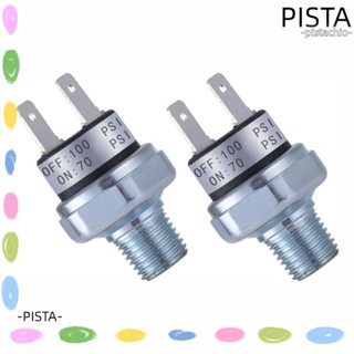 Pista สวิตช์ควบคุมแรงดันอากาศ 24V 12V 1/4 นิ้ว -18 NPT ทนทาน 70-100 PSI สีเงิน สําหรับเครื่องอัดอากาศ รถไฟ 2 ชิ้น