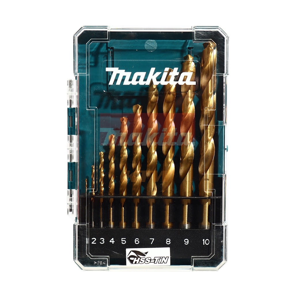 MAKITA มากีต้า MPD-72849 ชุดดอกเจาะเหล็ก สีทอง HSS-TIN 10 ดอก(มิล HSS-TIN METAL DRILL BIT ECONOMY 10P/SET Code D-72849