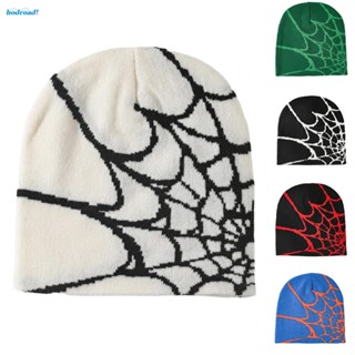 【HODRD】Blue orange Spider Web Print Fashion Knited Hoods Suitable for Autumn Winter【Fashion】