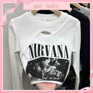 🍓GNR BABY🍋เสื้อแขนยาว ผ้าฝ้าย พิมพ์ลายตัวอักษร ขนาดใหญ่ 3-12 ปี สําหรับเด็กผู้หญิง