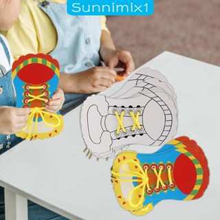 [Sunnimix1] เชือกผูกรองเท้า บอร์ดยุ่ง ของเล่นเสริมการศึกษา สําหรับเด็ก 10 ชิ้น