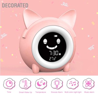 Decorated Cartoon Cat Mini Alarm Clock นวัตกรรมฟังก์ชั่น Snooze Fun Expressions นาฬิกาปลุกเด็กพร้อมไฟกลางคืน