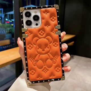 เคสโทรศัพท์มือถือหนัง PU ทรงสี่เหลี่ยม ลายหมีโหด 3D หรูหรา สําหรับ Honor 50 60 70 80 PRO 50SE 60SE 80SE