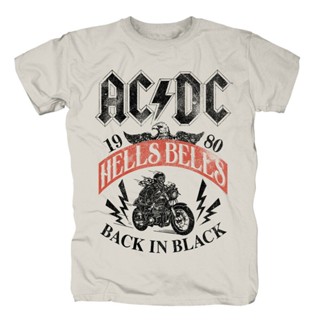 เสื้อยืดแขนสั้นAC DC Hells Bells 1980 Natur T เสื้อS-5XL