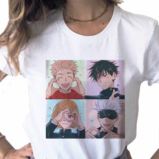 Cute Cartoon Jujutsu Kaisen T-shirt Kawaii Print Animation T-shirt Casual Basic O-neck Short Sleeve Womens T-shirt_03