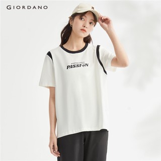 GIORDANO ONLINE EXCLUSIVE เสื้อยืดผู้หญิง WOMEN Contrast Color Tee 13323307