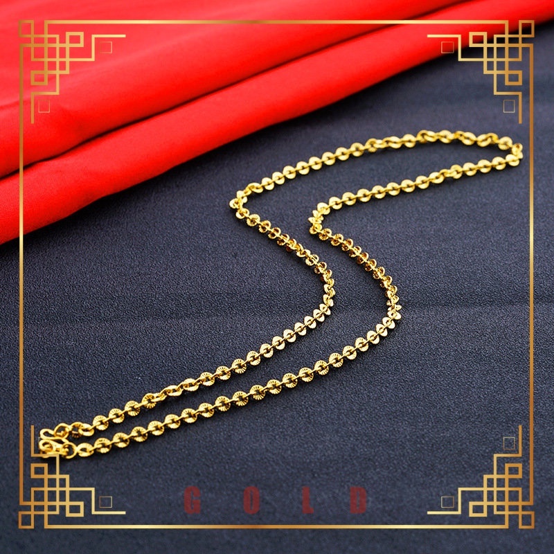 [Lucky K Gold] No Color Fading O-Shaped Water Wave Chain 3D Hard Pure Gold