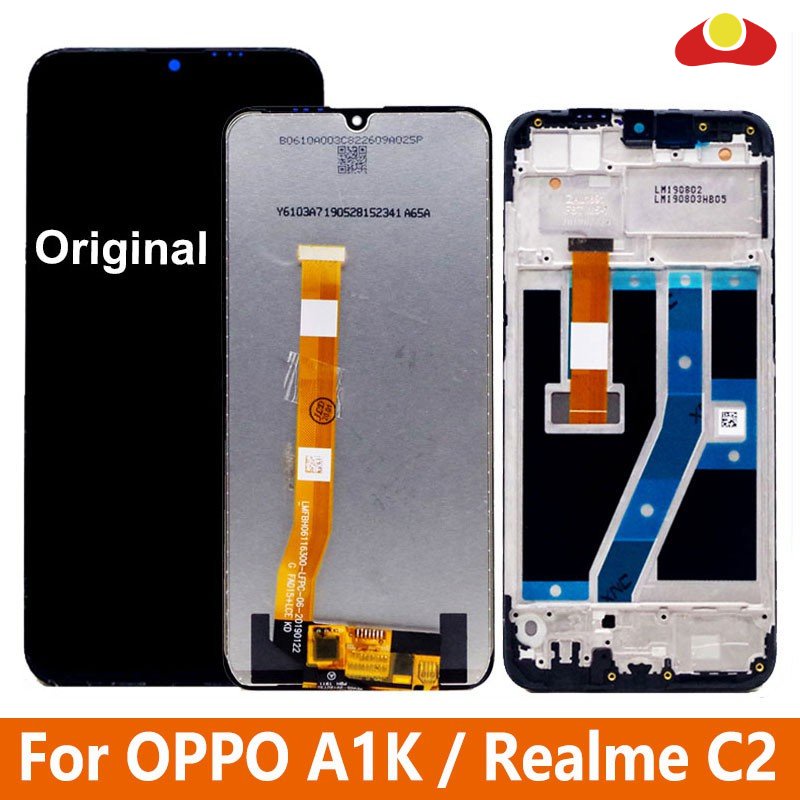 Original สําหรับ OPPO A1K/Realme C2 จอแสดงผล LCD กรอบหน้าจอสัมผัสสําหรับ Oppo A1K CPH1923/Realme C2 