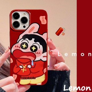 [Lemon]เคสโทรศัพท์มือถือ ลายการ์ตูนชินจังน่ารัก สีแดงวาว สําหรับ 14pro 14promax 13 13pro 13promax 11 12 12pro 12promax XR XSMAX