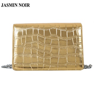 Jasmin NOIR กระเป๋าสะพายไหล่ แต่งสายโซ่ ขนาดเล็ก ลายหนังจระเข้ แฟชั่นสําหรับสตรี