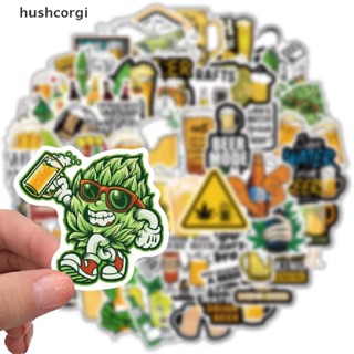 [hushcorgi] สติกเกอร์ ลายตัวอักษรตลก ใบเบียร์ เบียร์ กีตาร์ สเก็ตบอร์ด แล็ปท็อป 50 ชิ้น