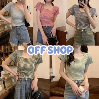 OFF SHOP พร้อมส่ง (OFF-9323-7) เสื้อไหมพรมแขนสั้น ดีเทลน่ารักลายพาสเทลน่ารักมากๆ