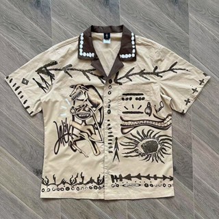 Travis Scott Cactus Jack Painter Button Up graffiti lapel shirt short sleeve