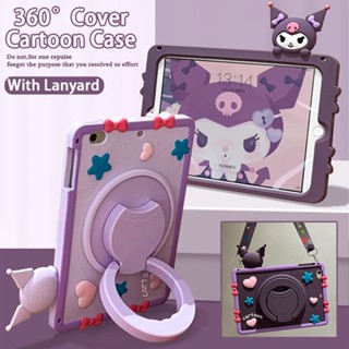 360°ขายึดหมุนได้ สําหรับ Huawei Matepad T10S T10 10.4 11 Air 2023 SE 2022 เปลือก Handheld Cute Cartoon Kuromi Soft TPU Case ชุดการ์ตูน เคสซิลิโคน แขวนเชือกไว้