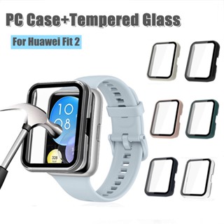 เคส PC + กระจกนิรภัย สําหรับ Huawei Watch Fit 2 เคสป้องกันหน้าจอ