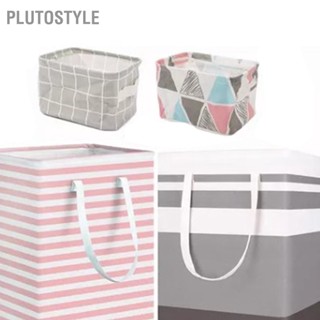  PLUTOSTYLE 4 ชิ้นถุงเก็บผ้า 2 ด้ามยาวจับง่ายเคลือบกันน้ำตะกร้าซักผ้าพับได้สำหรับห้องน้ำในห้องนอน