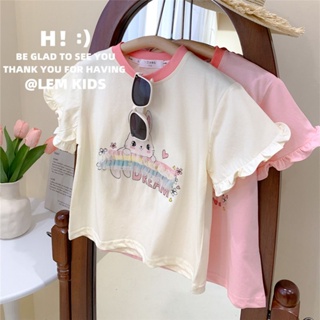 พร้อมส่ง ลดกระหน่ํา เสื้อยืดแขนสั้น ผ้าฝ้ายแท้ ทรงหลวม สไตล์เกาหลี ญี่ปุ่น แฟชั่นฤดูร้อน สําหรับเด็กผู้หญิง 2023