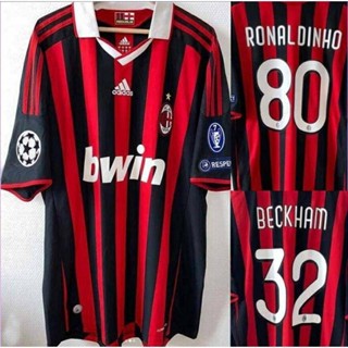 เสื้อกีฬาแขนสั้น ลายทีมชาติมิลาน 80 09/10 สไตล์เรโทร คลาสสิก#Ronaldinho 22 KAKA 21 Pirlo 32 BECKHAM